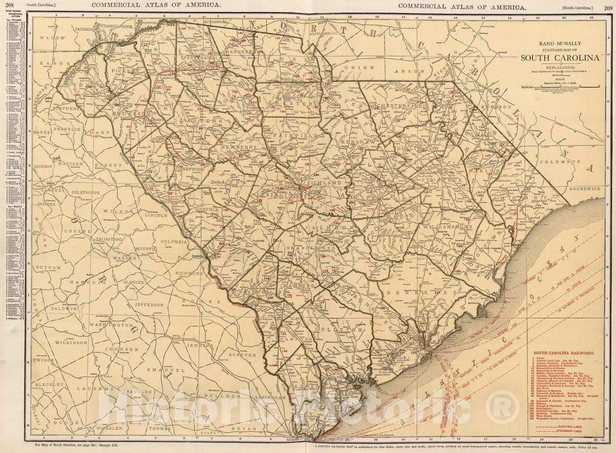 Historic Map : 1924 South Carolina. v2 - Vintage Wall Art