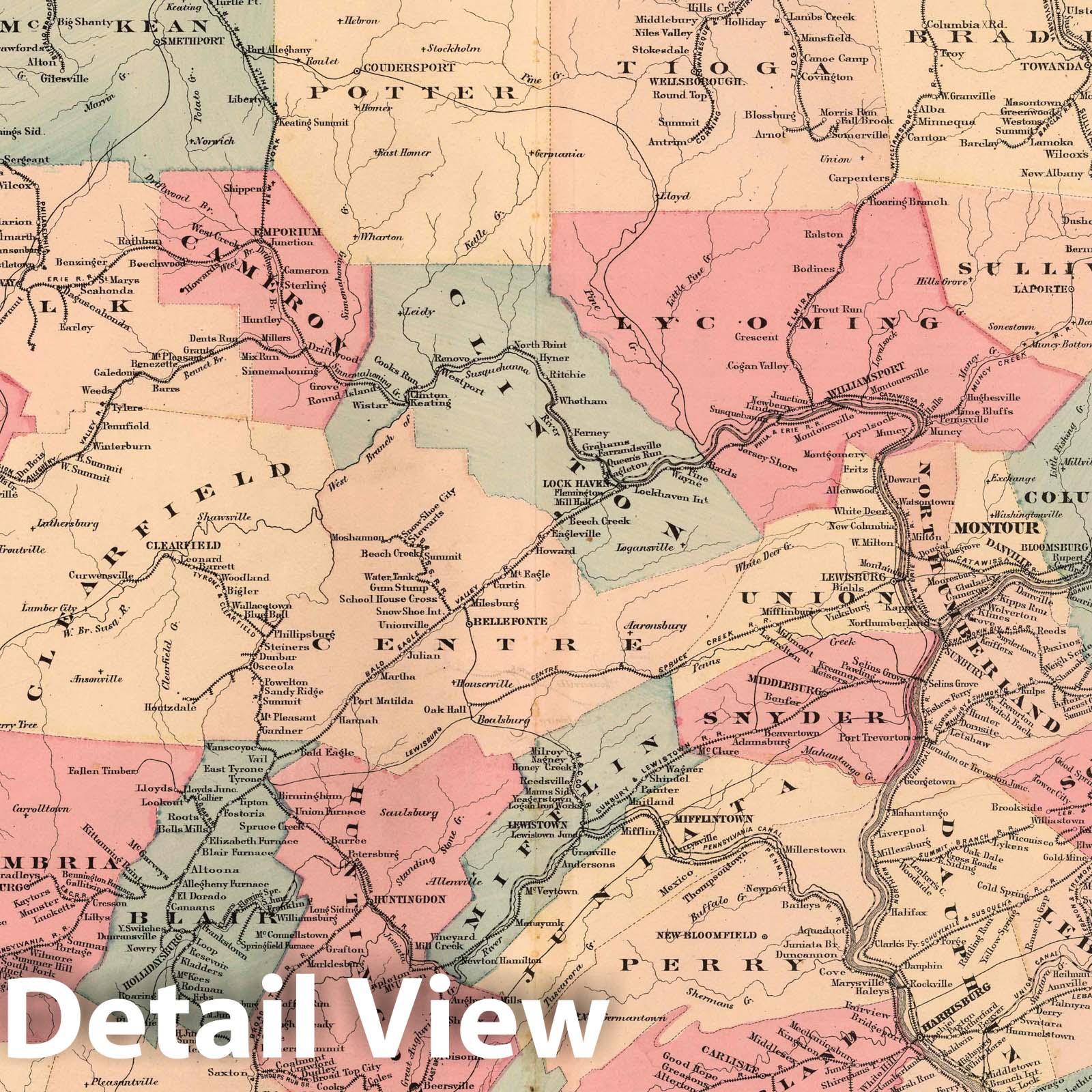 Beaver County, Pennsylvania - Property Map, 1876 - Historical Map Print