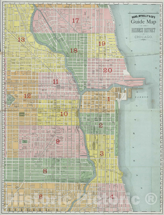 Historic Map : Guide Book - 1875 Guide Map Of Chicago - Vintage Wall Art