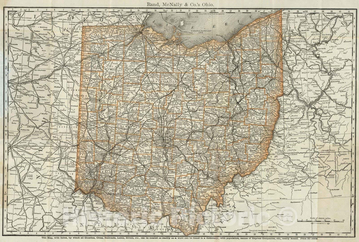 Historic Map : 1879 Ohio - Vintage Wall Art