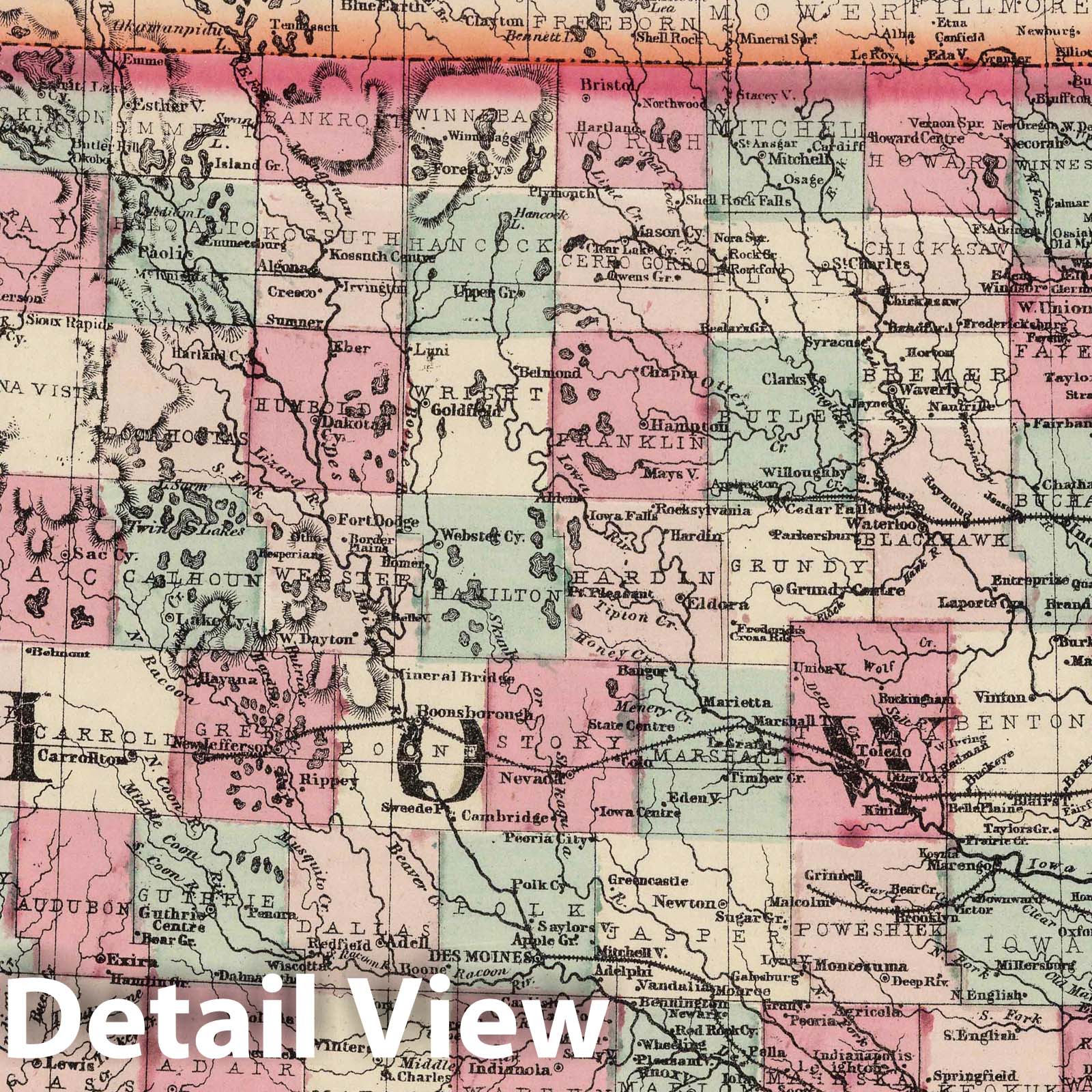 Iowa, 1867 - Historical Map Print from Schonberg's Atlas