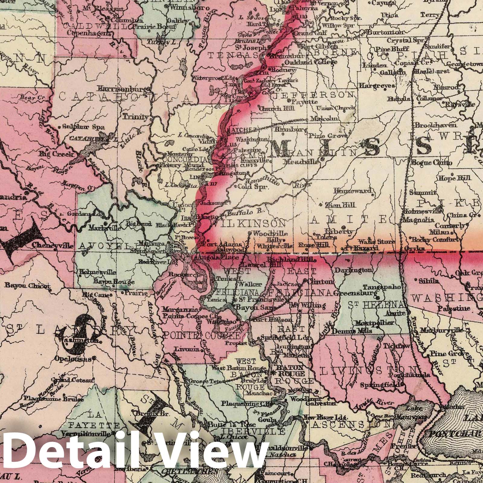 Louisiana, 1867 - Schonberg's Atlas Hand-Colored Map Print