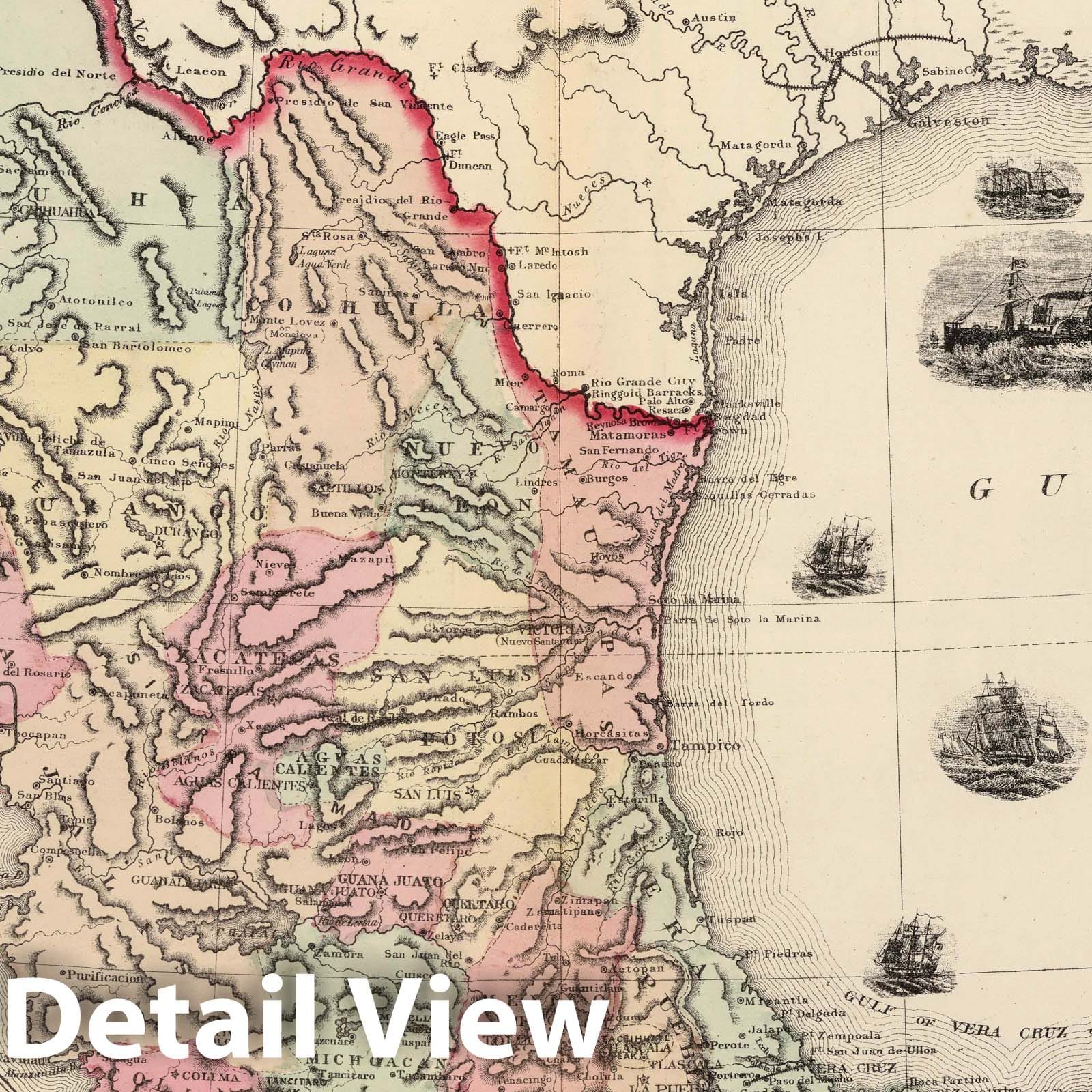 Historic Map : National Atlas - 1867 Schonberg's Map of Mexico. - Vintage Wall Art