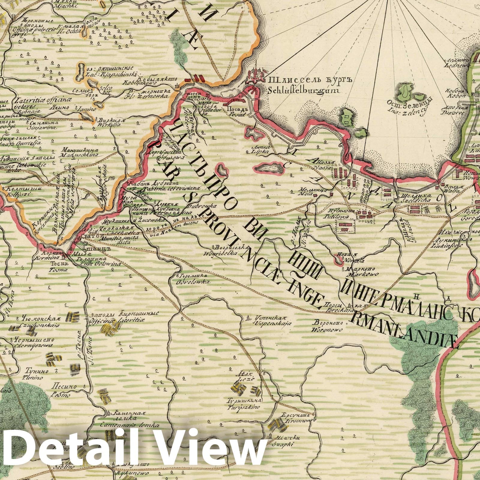 Lake Ladoga and the Gulf of Finland - Road Map, 1735 - Historical Map Print