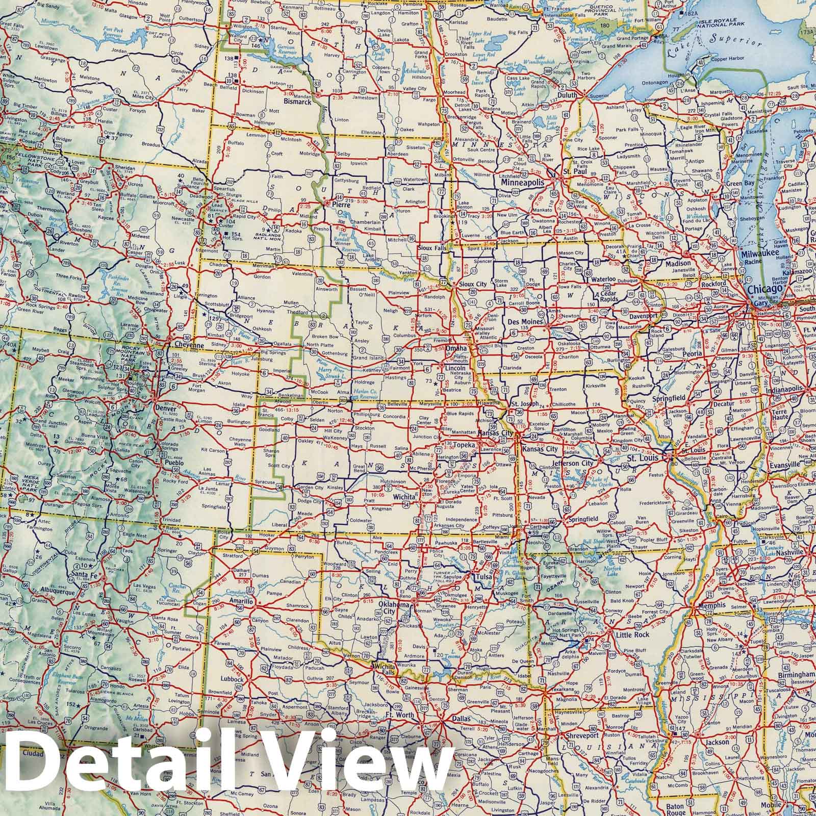 United States Automobile Routes 1956 - Shell Highway Map Print