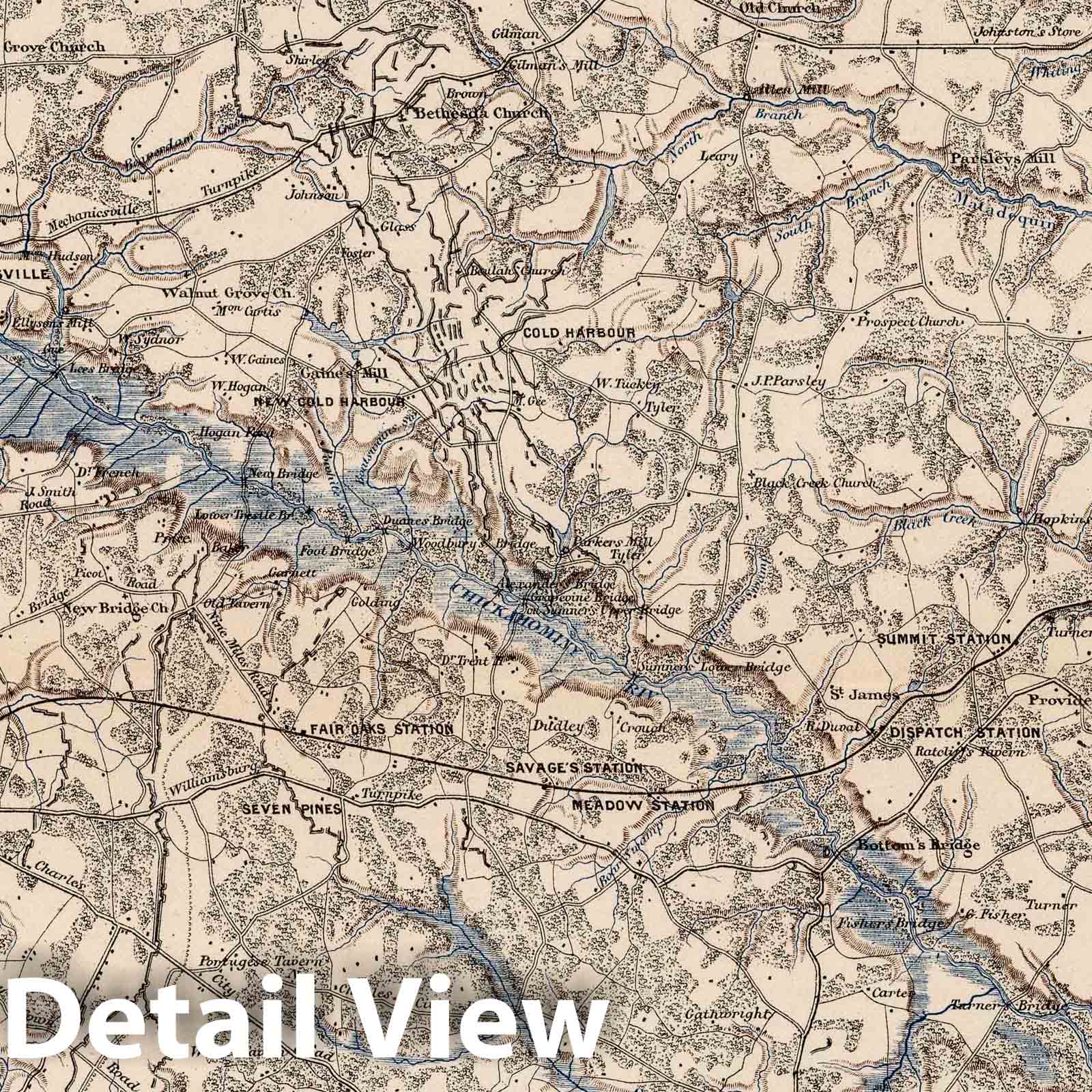Civil War: Richmond, Gaines Mill, Fair Oaks Military Map, 1875