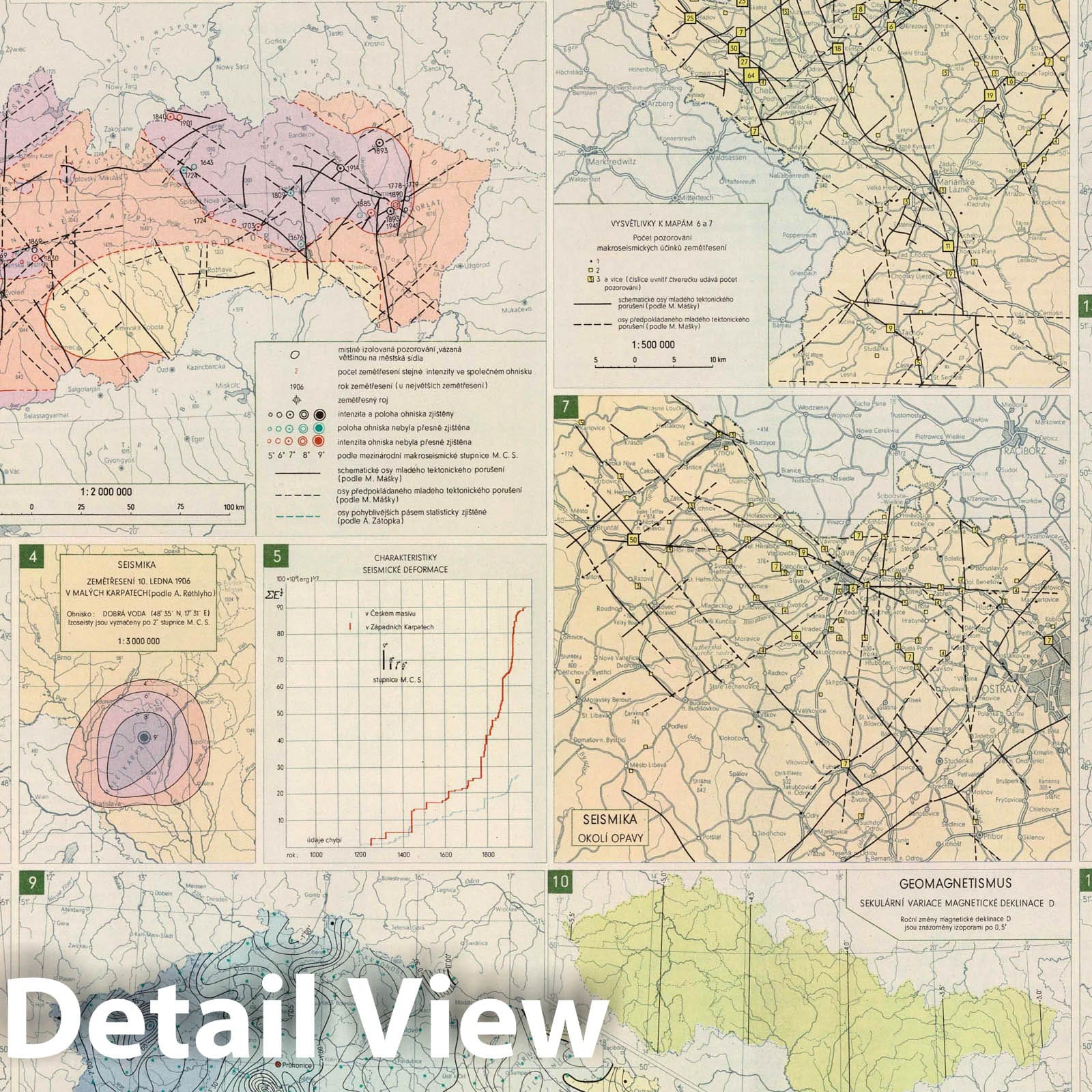 Czechoslovakia - Geophysics, 1966 - Historical Geological Map Print