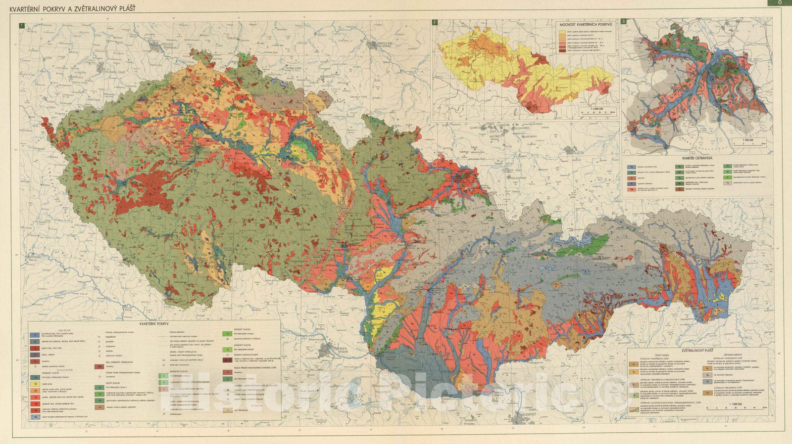 Historic Map : National Atlas - 1966 Quaternary Cover and Mantle of Weathered Material. - Vintage Wall Art