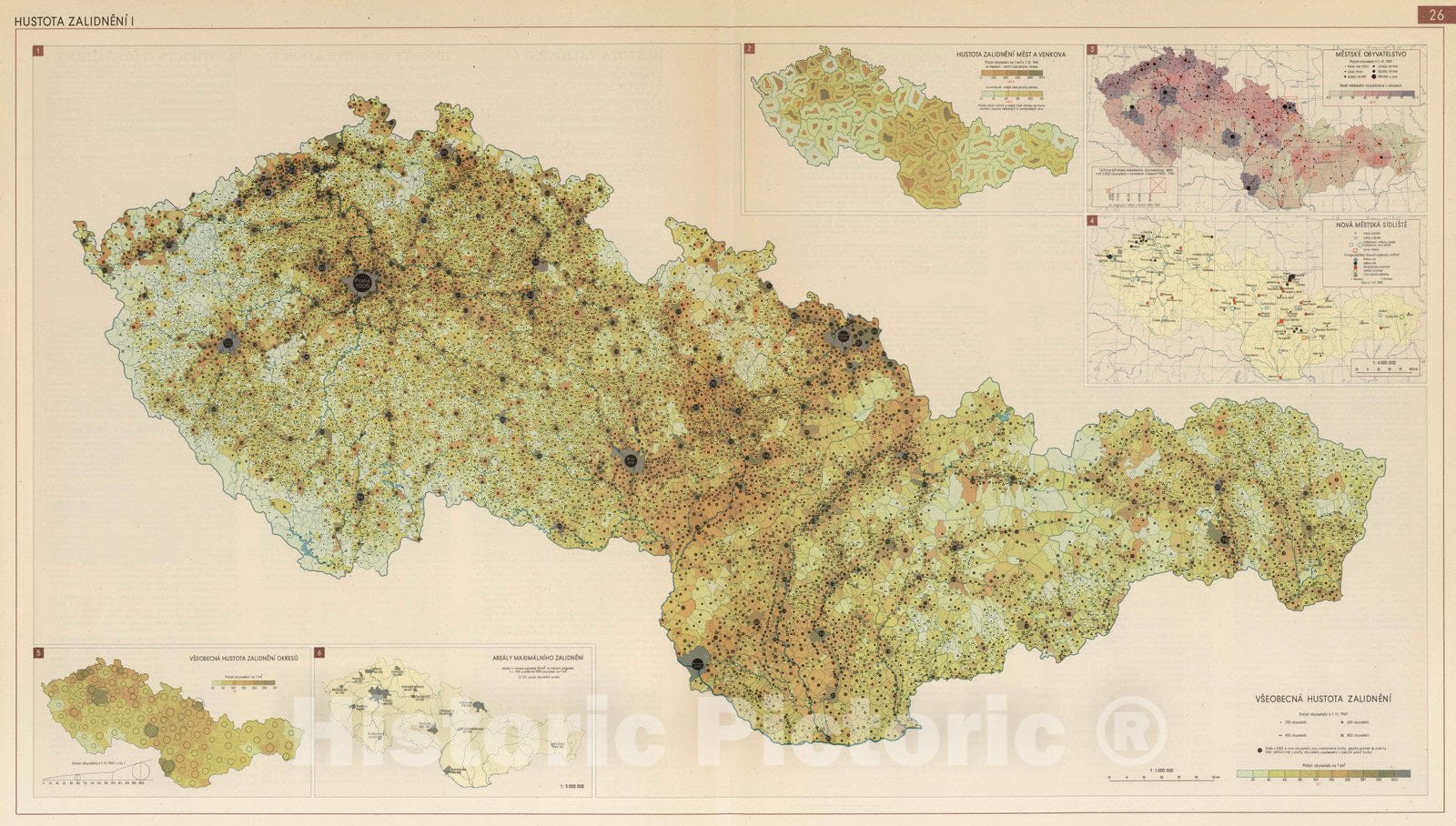Historic Map : National Atlas - 1966 Density of Population I. - Vintage Wall Art