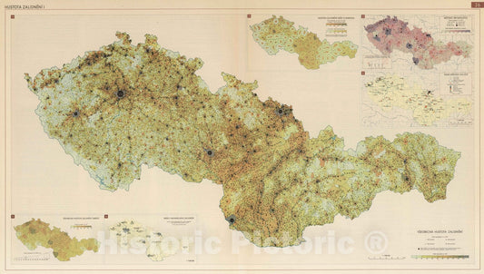Historic Map : National Atlas - 1966 Density of Population I. - Vintage Wall Art