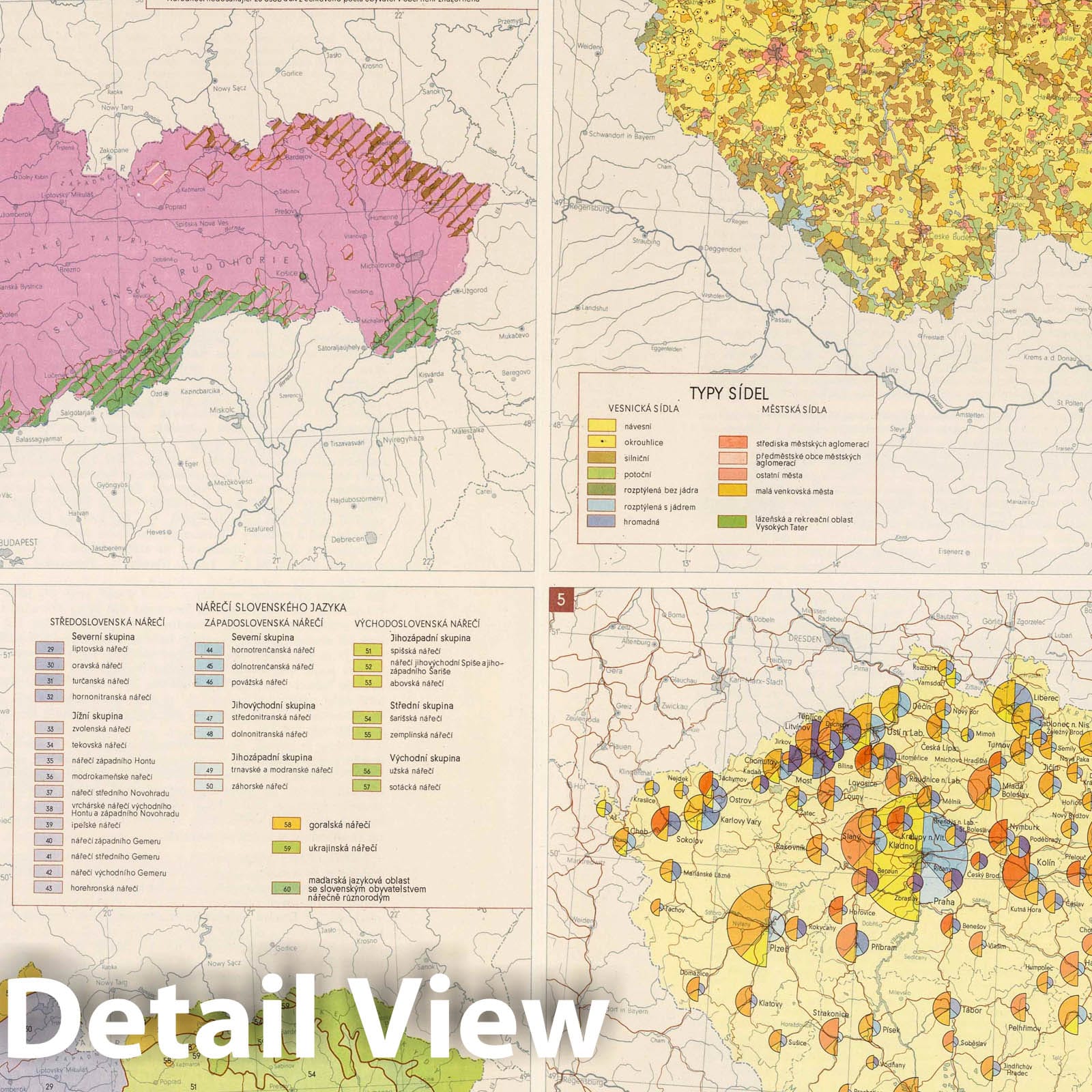 Czechoslovakia - Ethnographic Map, 1966 - Historical Map Print