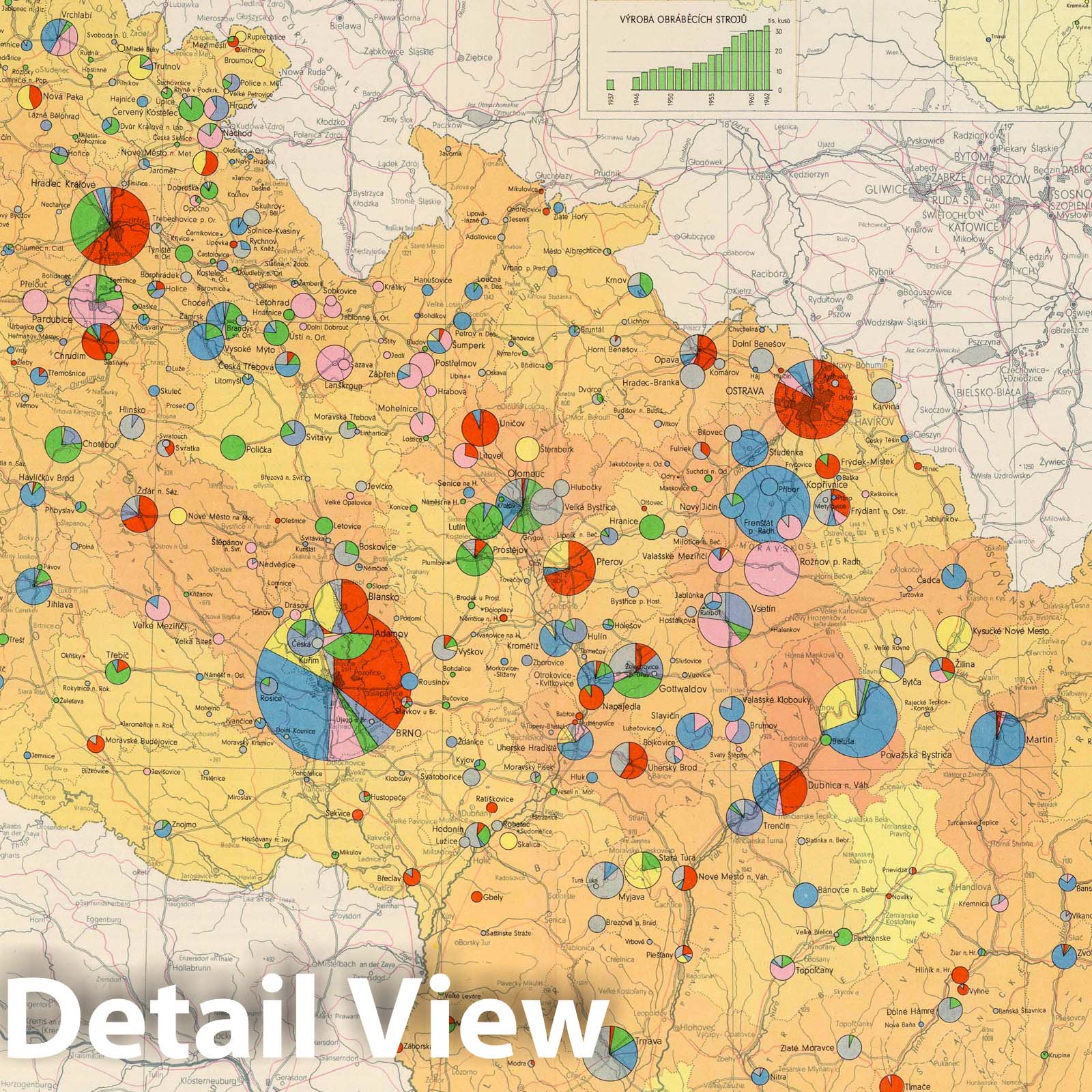 Czechoslovakia - Industry Map, 1966 - Historical Map Print