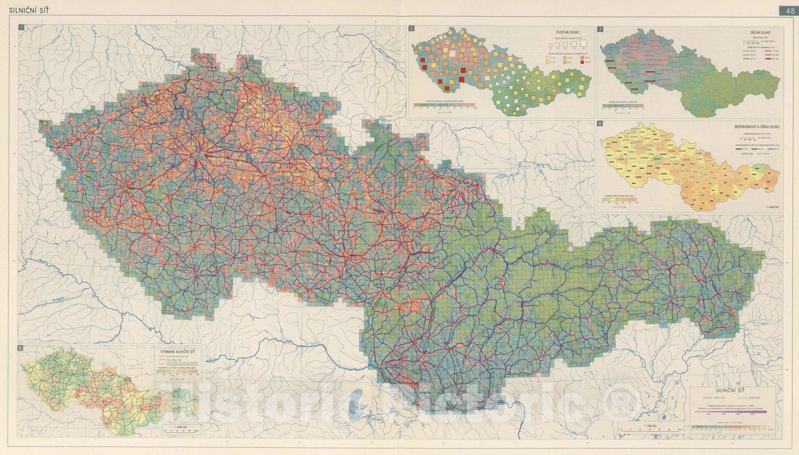Historic Map : National Atlas - 1966 Road Network. - Vintage Wall Art
