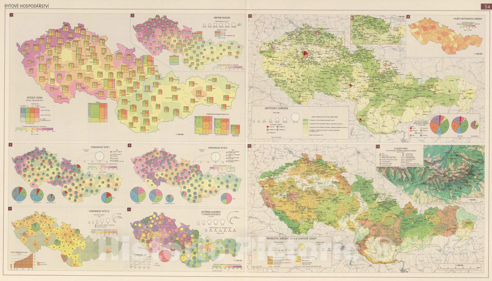 Historic Map : National Atlas - 1966 Housing Conditions. - Vintage Wall Art