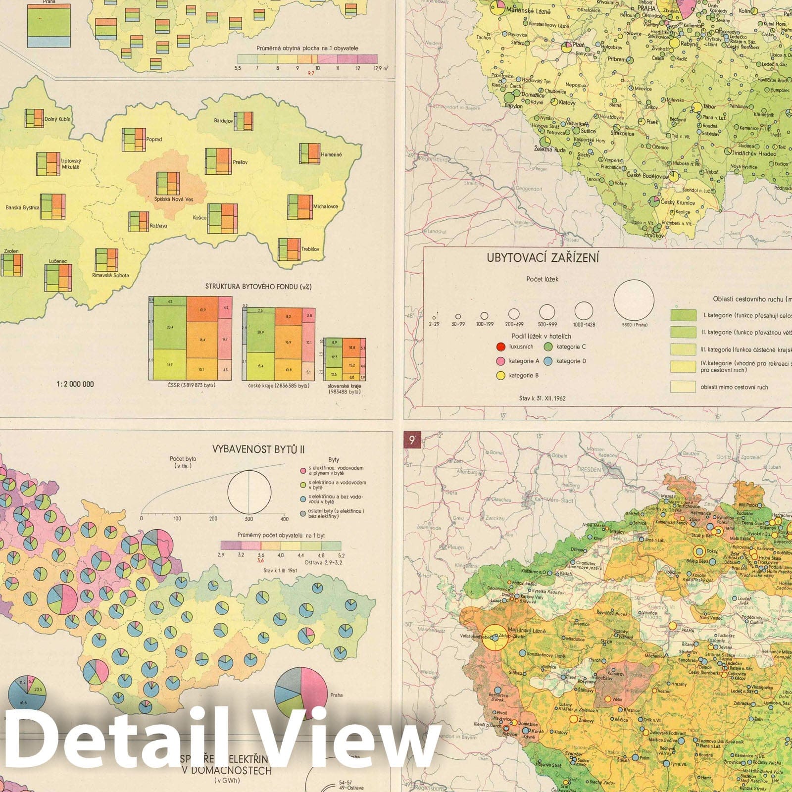 Czechoslovakia - Land Development, 1966 - Historical Map Print