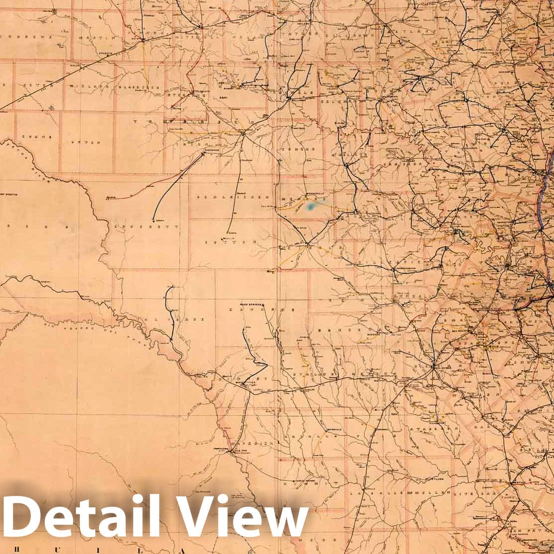 Texas, Louisiana, Arkansas, Oklahoma, Mexico - Postal Routes, 1892
