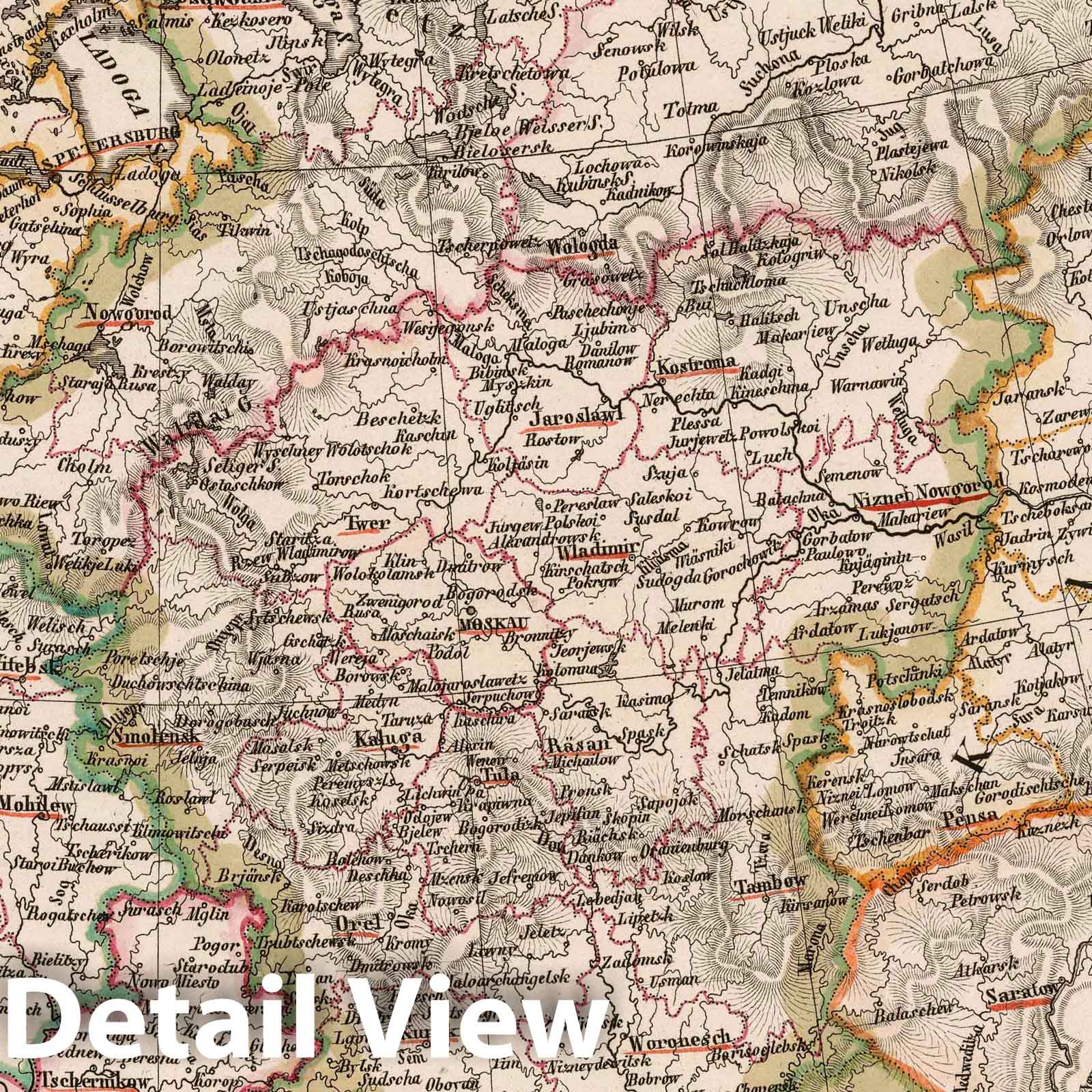 European Russia 1821 - Historical Map Print from Stieler Hand-Atlas