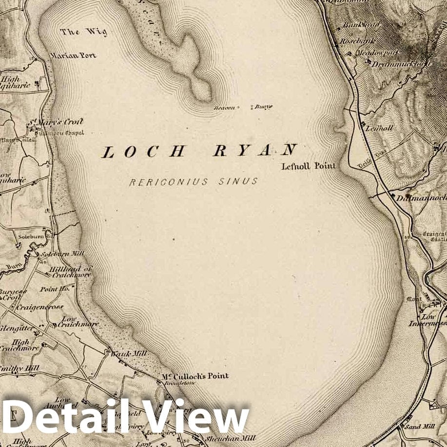 Historic Map : Survey Book - 1857 Wigtonshire : Specimen with hills engraved - Vintage Wall Art
