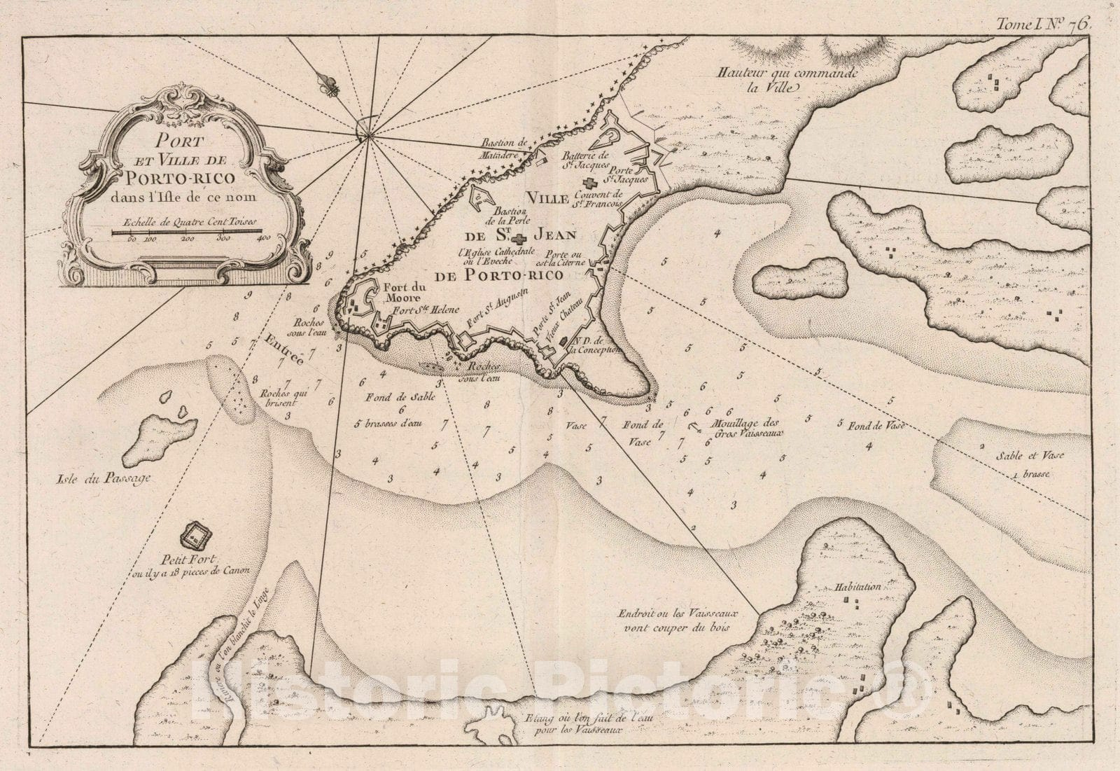 Puerto Rico: Port of San Juan - Nautical Chart, 1764 - Historical Map Print