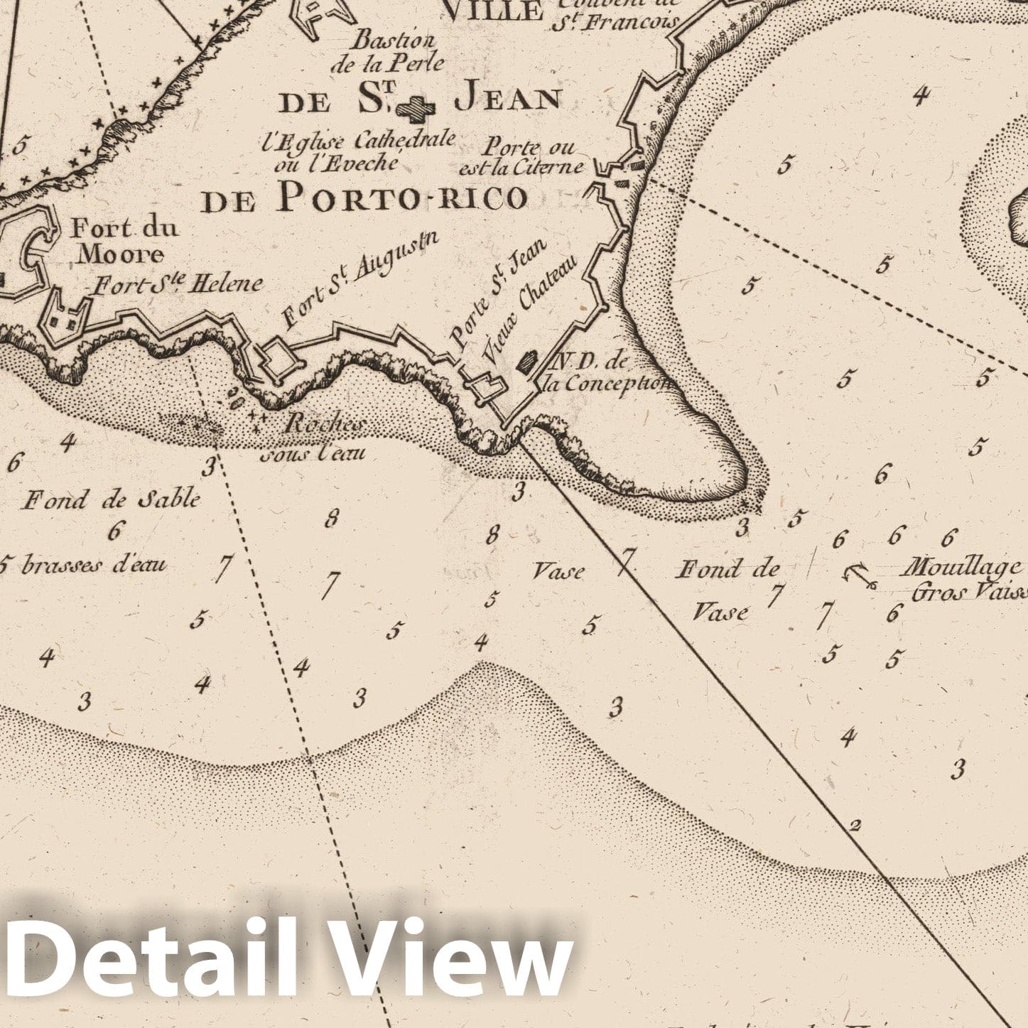 Puerto Rico: Port of San Juan - Nautical Chart, 1764 - Historical Map Print