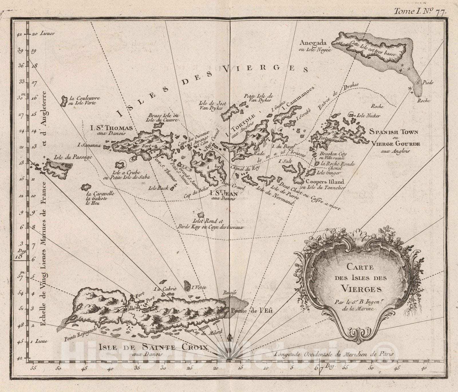 Virgin Islands - Nautical Chart, 1764 - Historical Map Print