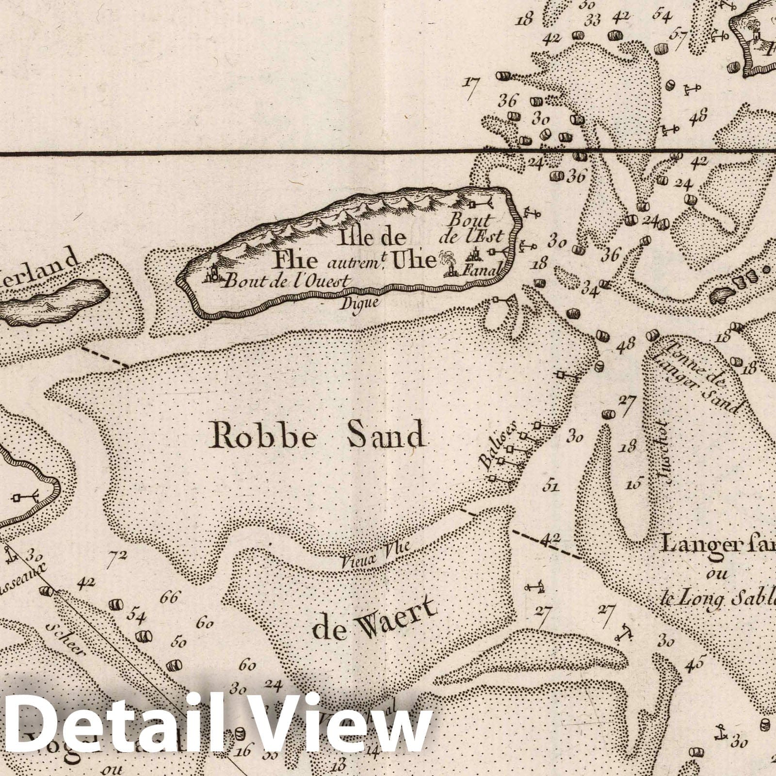 Texel and Vlie Entrances - Nautical Chart, 1764 - Historical Map Print