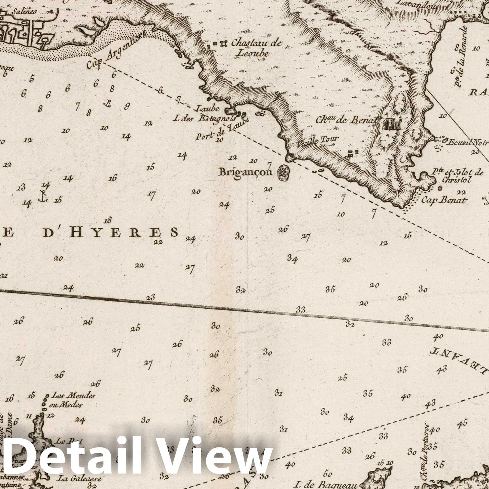 Hyeres Islands, France - Nautical Chart, 1764 - Historical Map Print