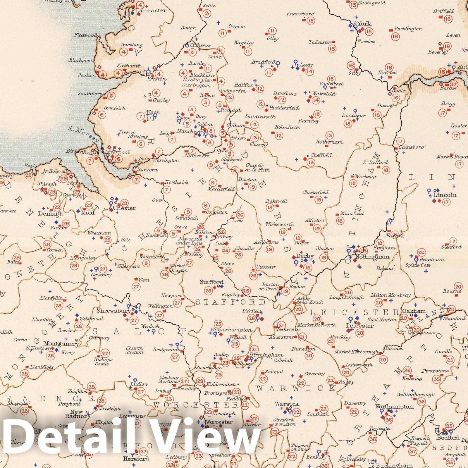 England and Wales, 1881 - Statistical Map Print