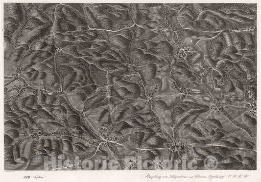 Historic Map : Austria, 1837 XXII Section. Umgebung von Heiligenkreuz und Klausen Leopoldsdorf V.U.W.W. J. Hollnsteiner del. F. Mehl sculp. , Vintage Wall Art