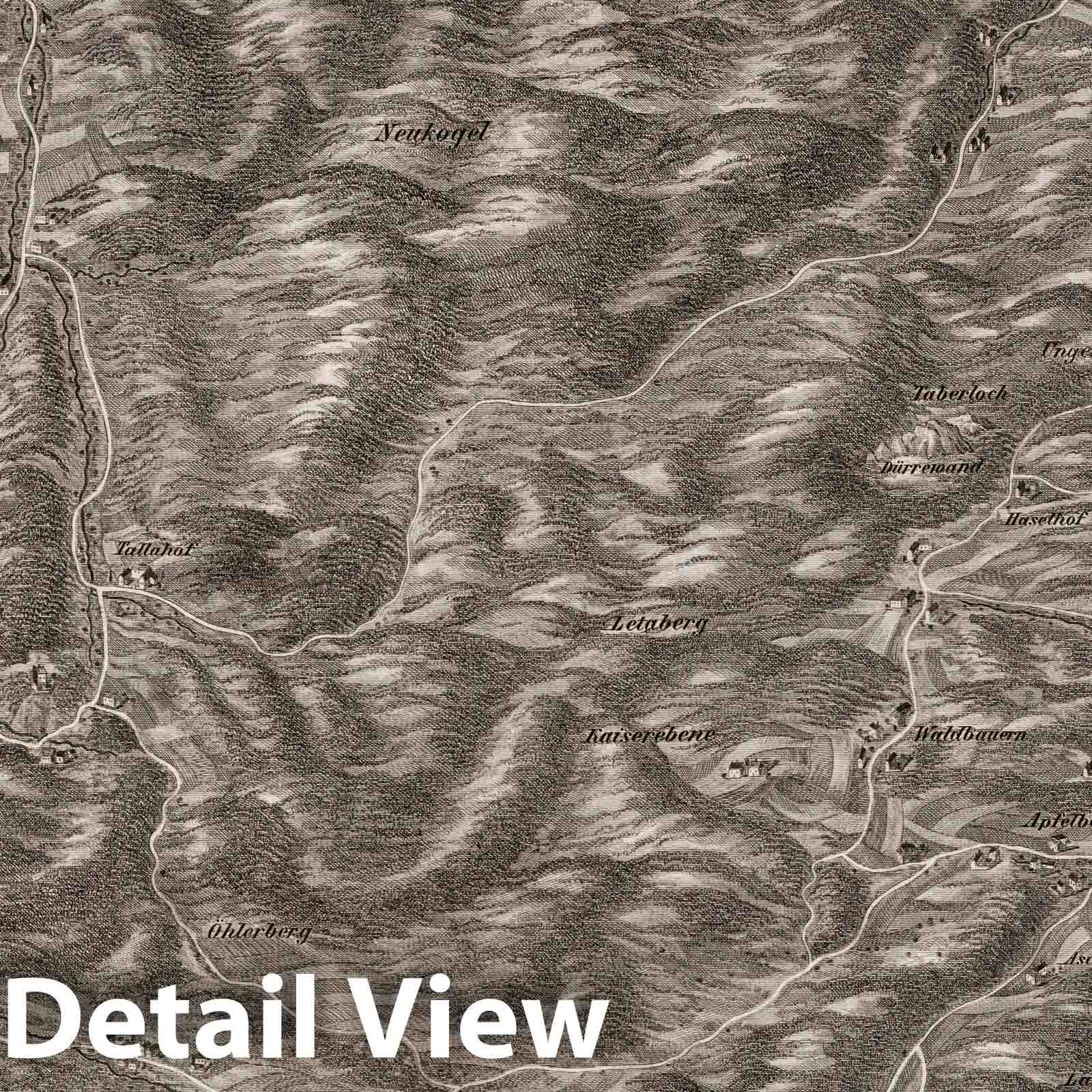 Austria - Birdseye View, 1837 - Historical Map Print
