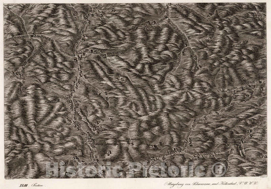 Historic Map : Austria, 1837 XLIII Section. Umgebung von Schwarzau und Hollenthall, V.U.W.W. Hollnsteiner del. F. Mehl sc. , Vintage Wall Art