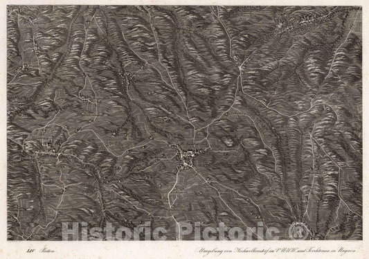 Historic Map : Austria, 1837 LIV Section. Umgebung von Hochwolkersdorf im V.U.W.W. und Forchtenau in Ungarn. J. Hollnsteiner del. A. Gebhardt sculp. , Vintage Wall Art