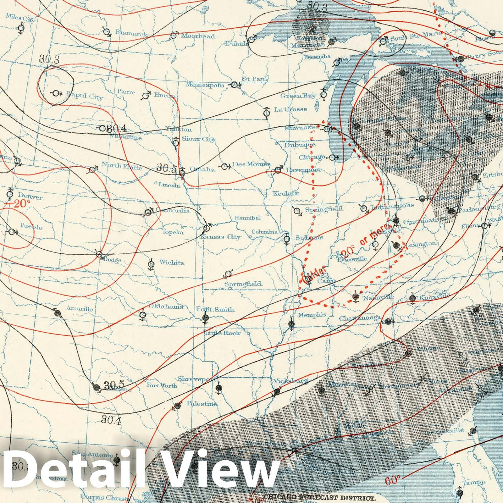United States Weather Map, 1901 - Historical Map Print
