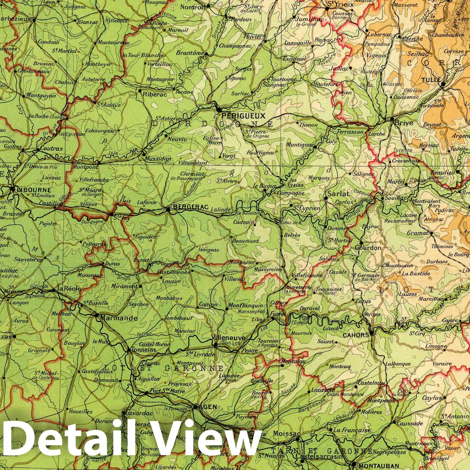 Southwestern France and Bordeaux - Survey Map, 1922
