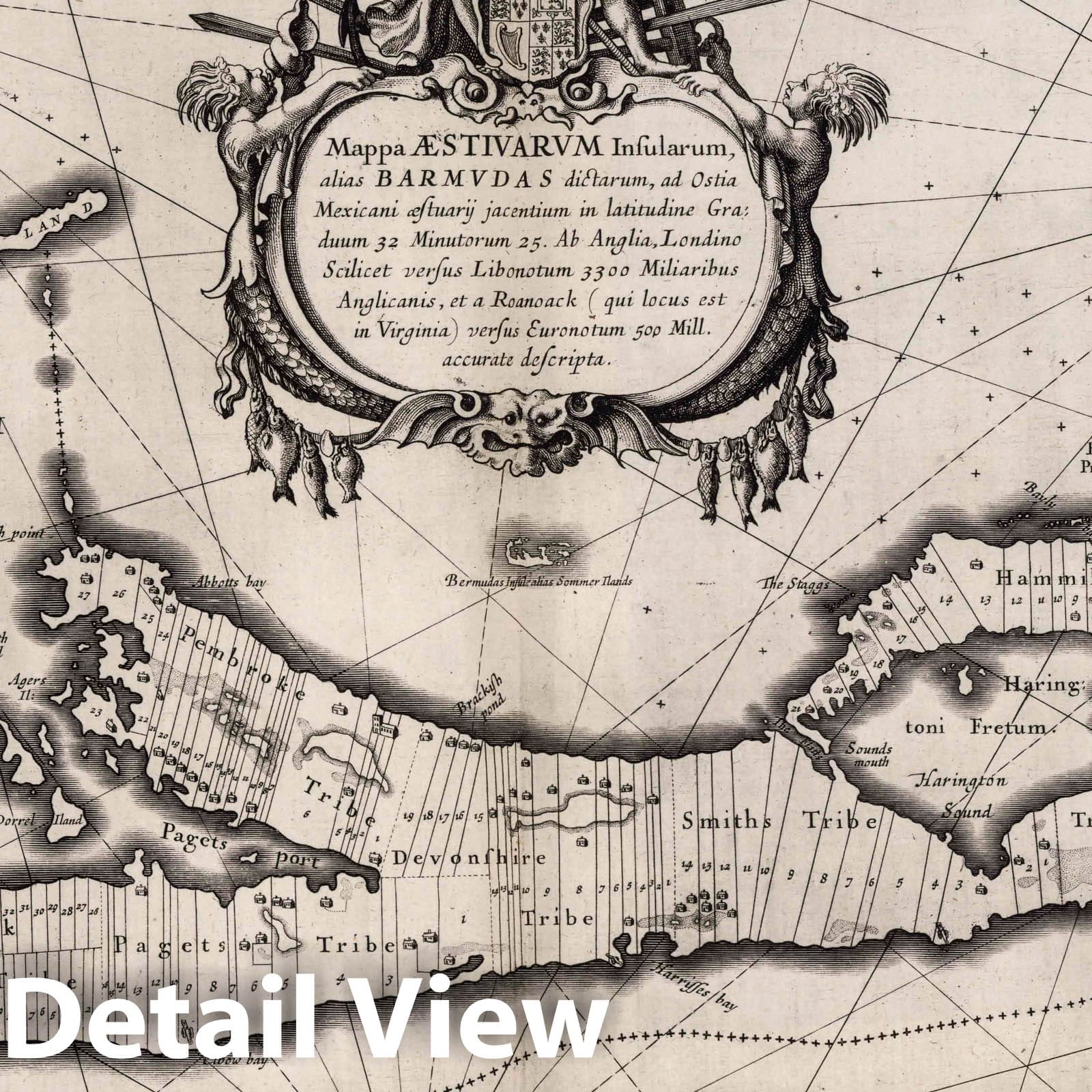 Bermuda, 1630 - Historical Map Print