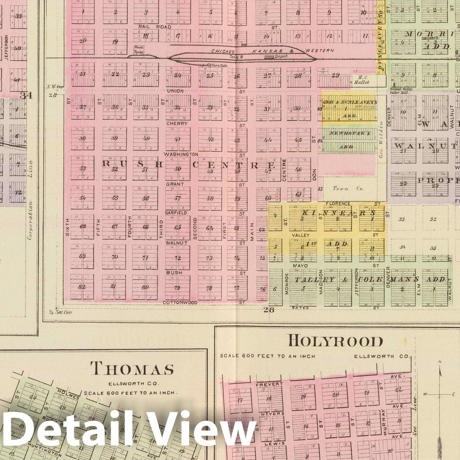 La Crosse, Rush Center, Kansas - Military Map, 1887 - Historical Atlas Reproduction