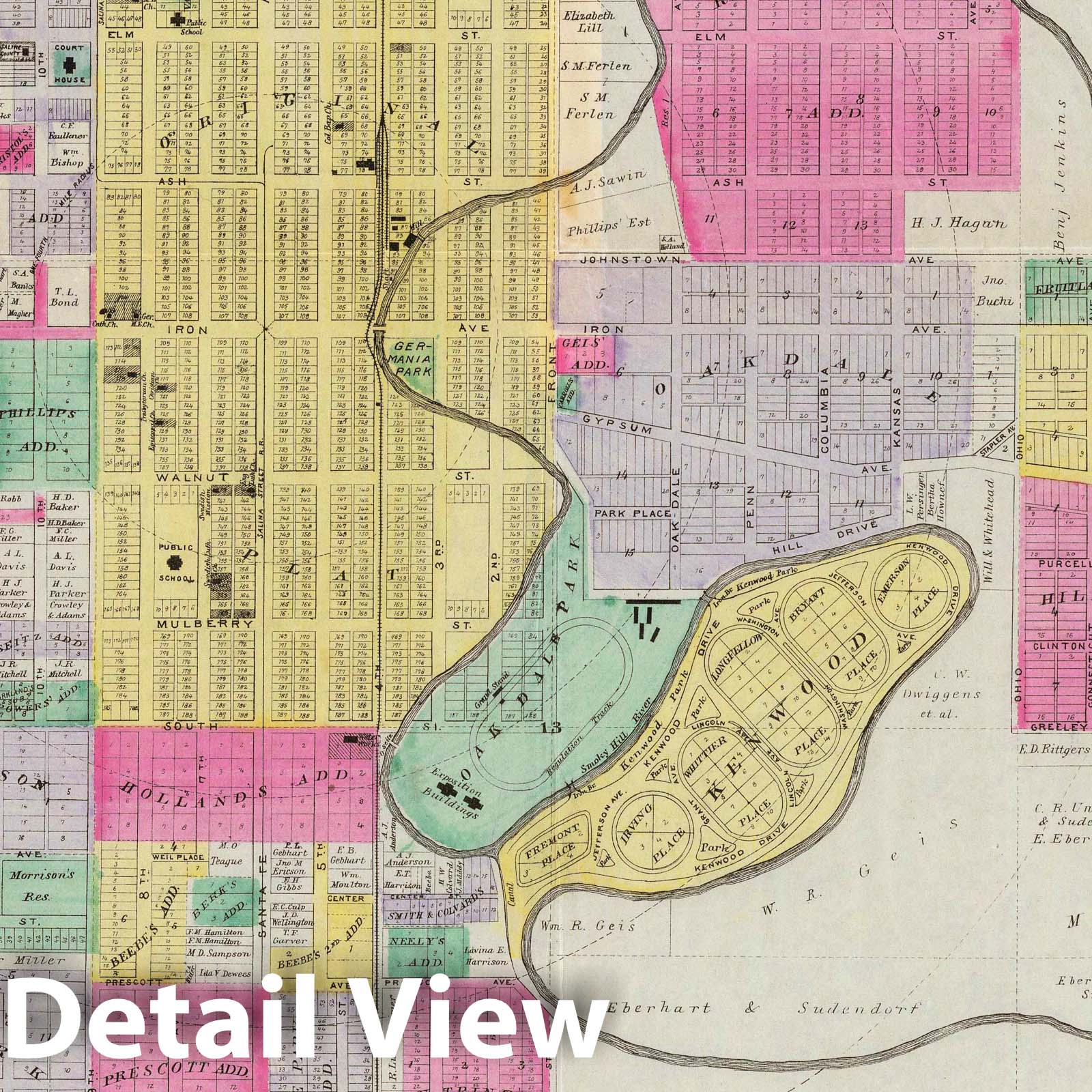Salina, Kansas City Plan 1887 - Historical Map Print