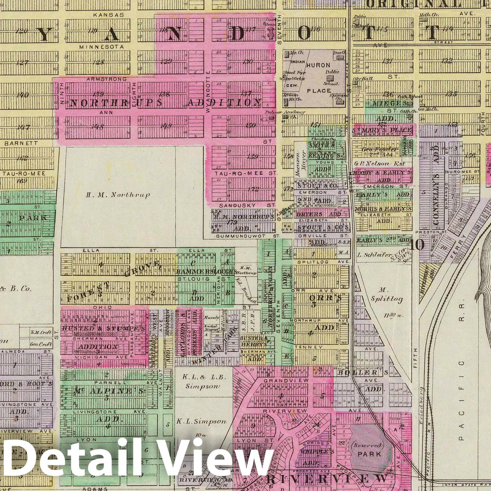 Kansas City, Kansas - Military Map, 1887 - Historical Map Print