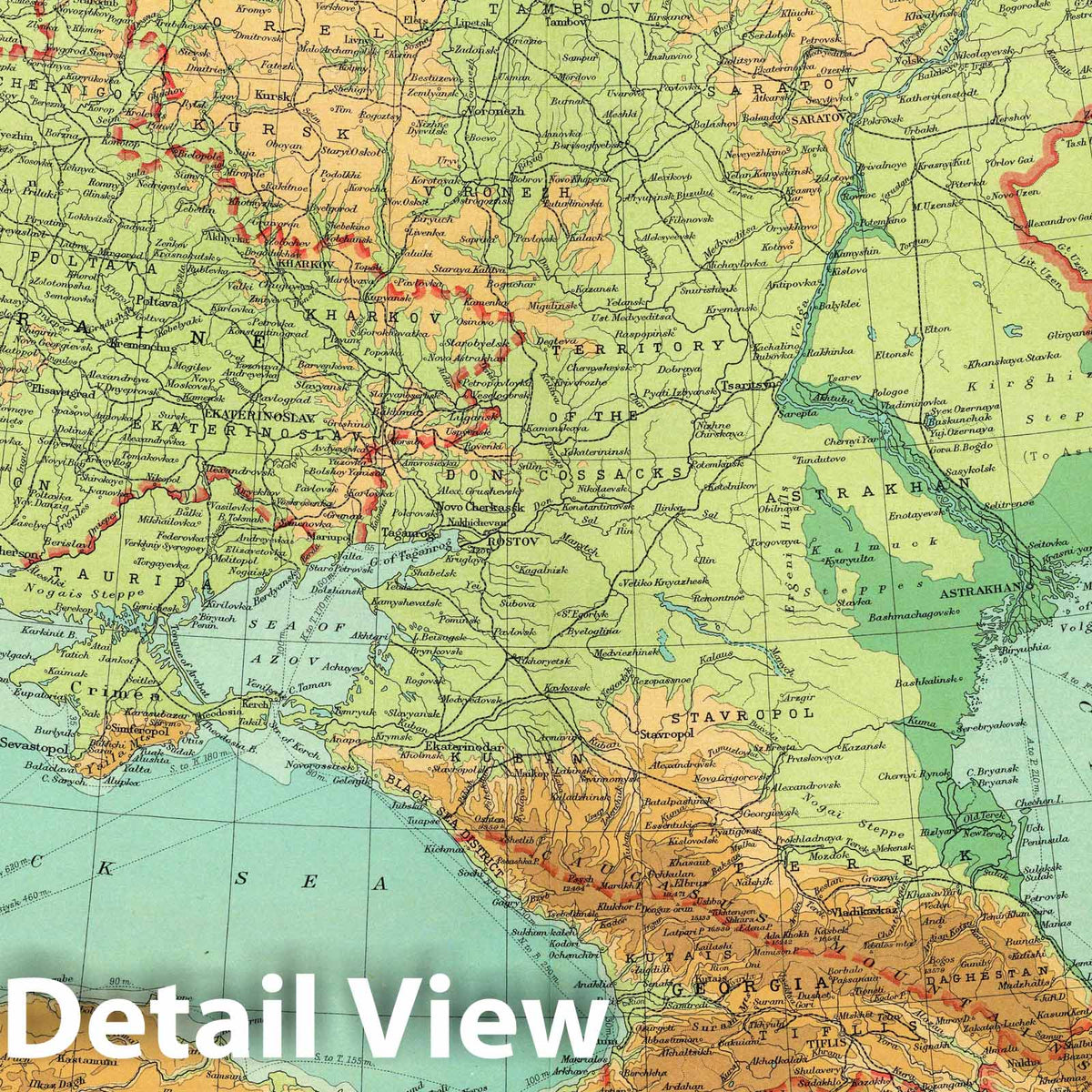 Southern Russia - Survey Map, 1922 - Times Atlas Print