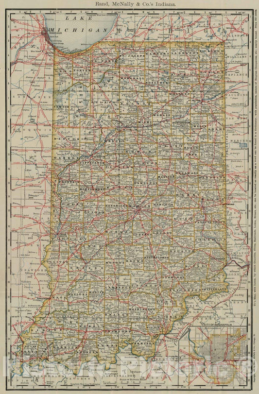 Historic Map : 1880 Indiana : Vintage Wall Art