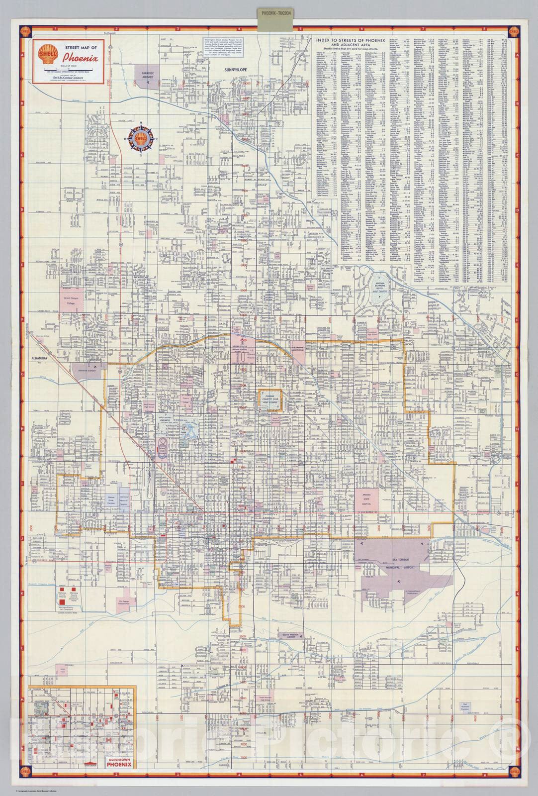 Phoenix and Tucson, Arizona - Road Map, 1956 - Historical Map Print