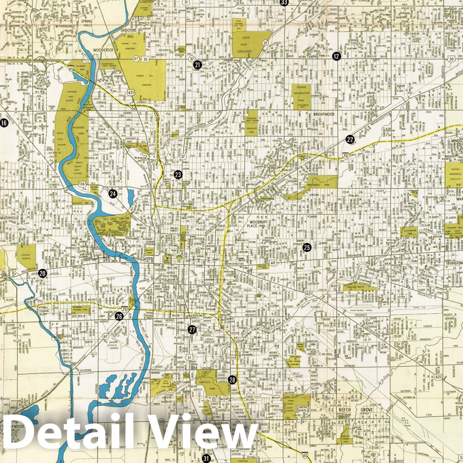 Indianapolis and Marion County, Indiana 1969 Historical Map Print