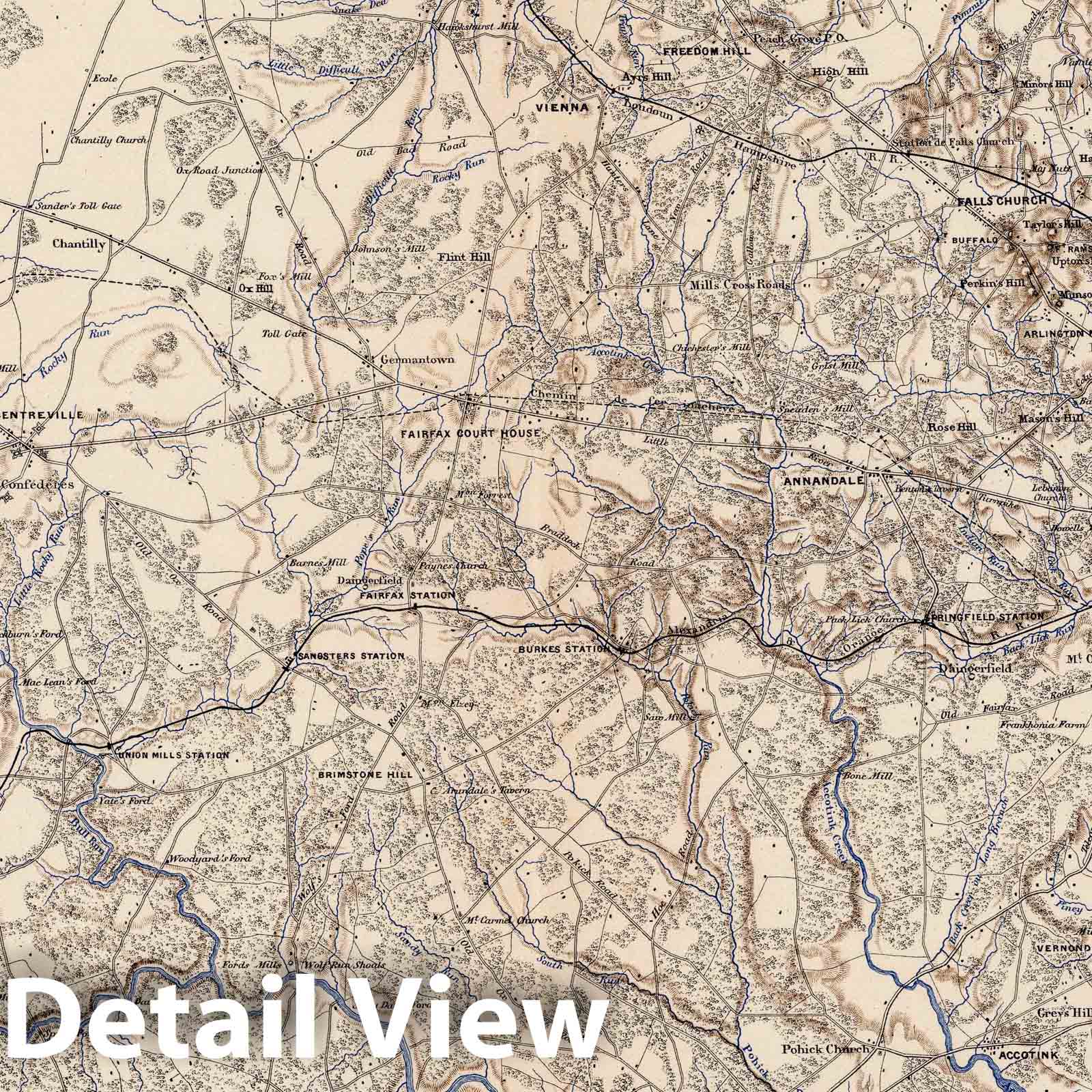 Civil War: Washington, Bull Run - Military Map, 1874
