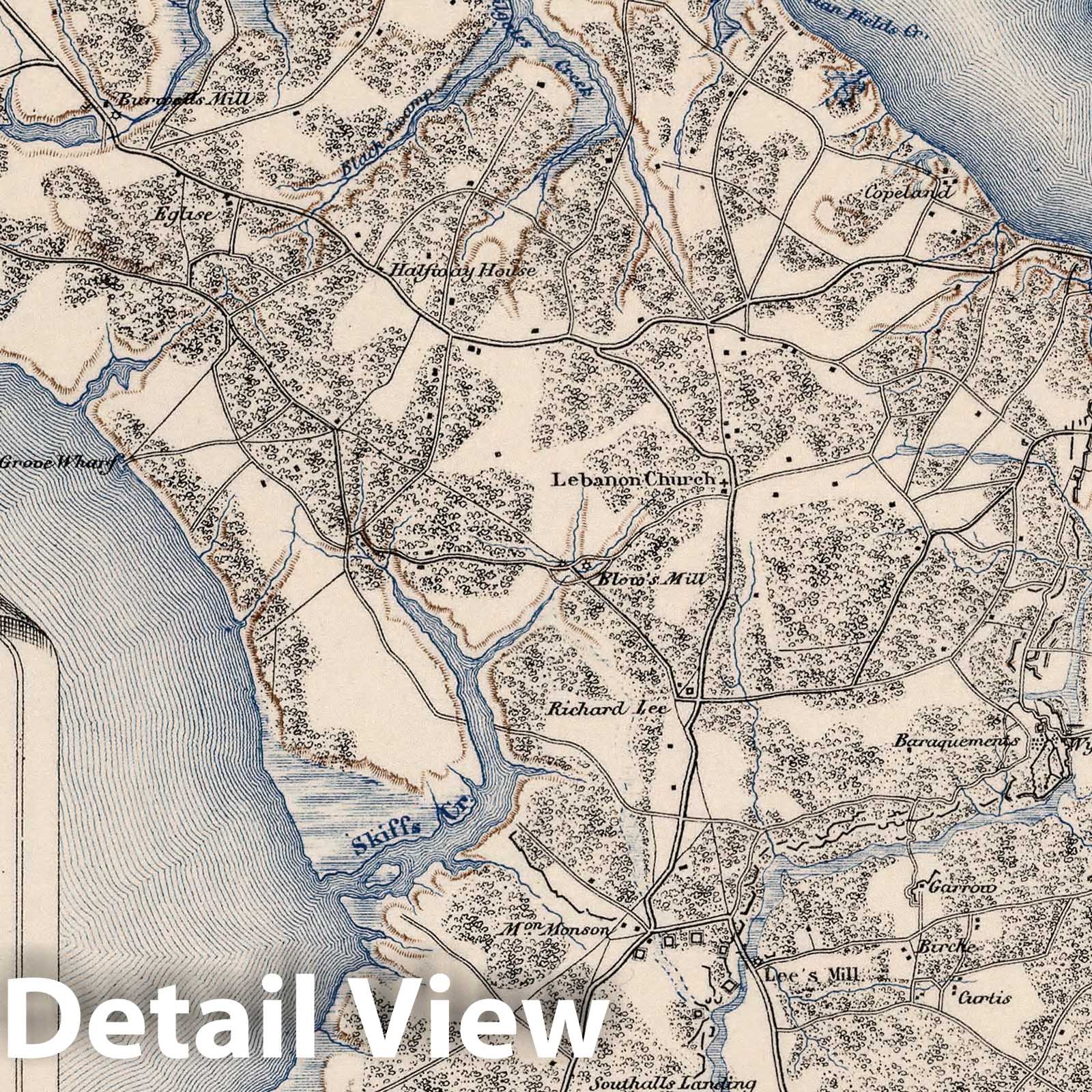 Civil War: Yorktown and Williamsburg, Virginia - Military Map, 1875