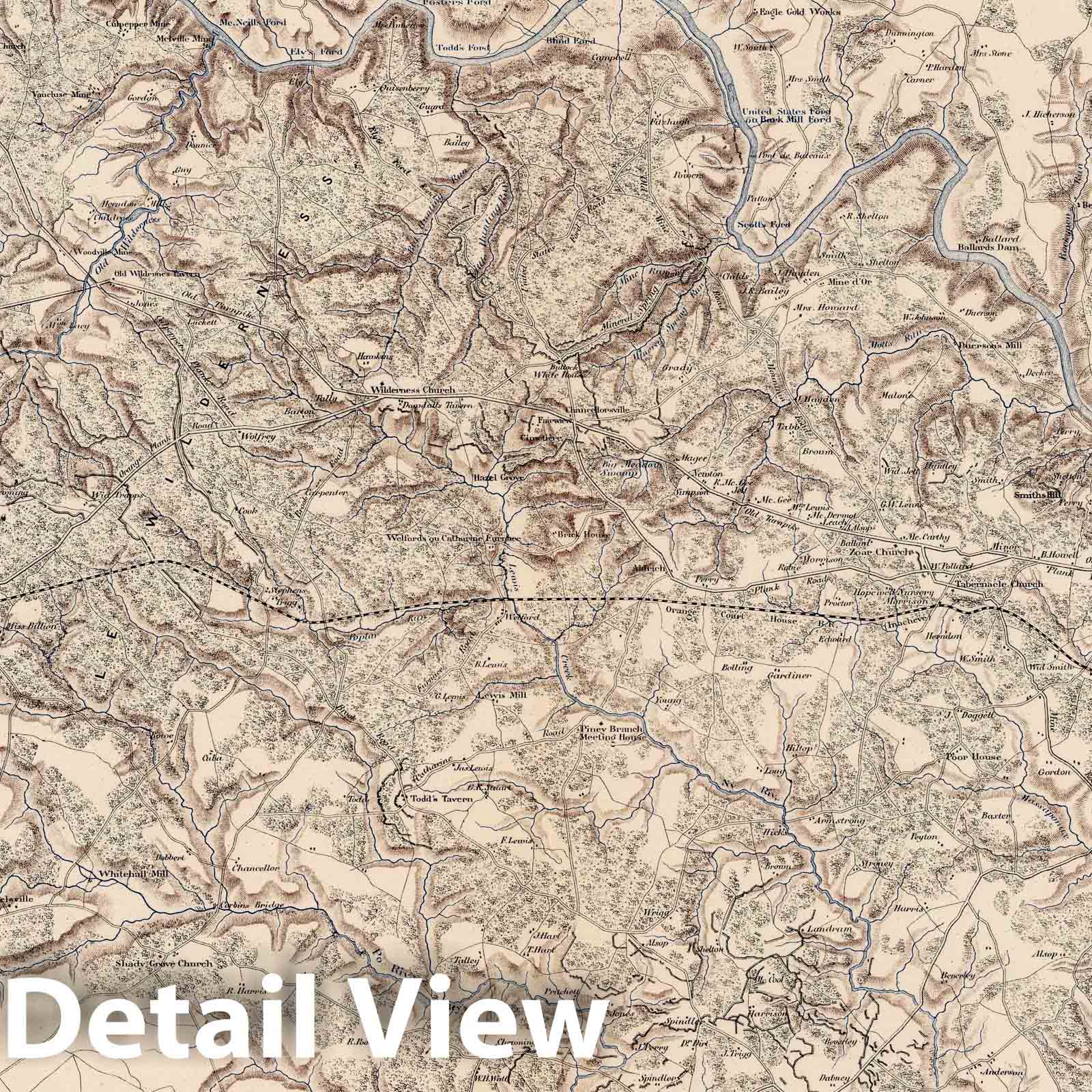 Civil War: Rappahannock, Fredericksburg, Virginia - Military Map, 1875