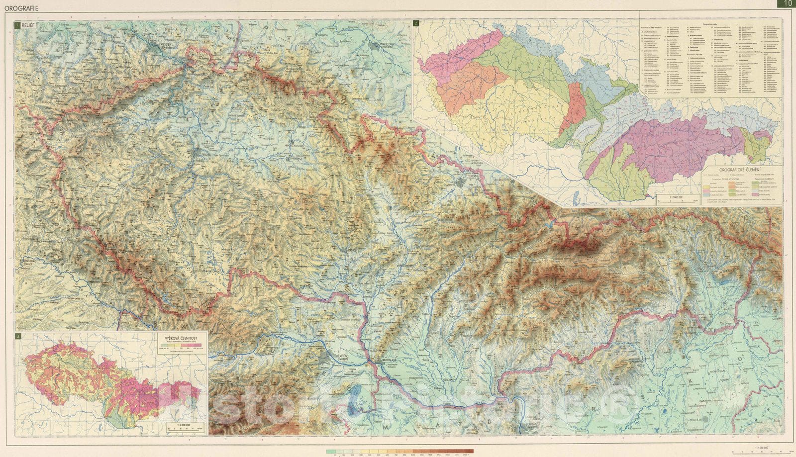 Historic Map : National Atlas - 1966 Orography. - Vintage Wall Art