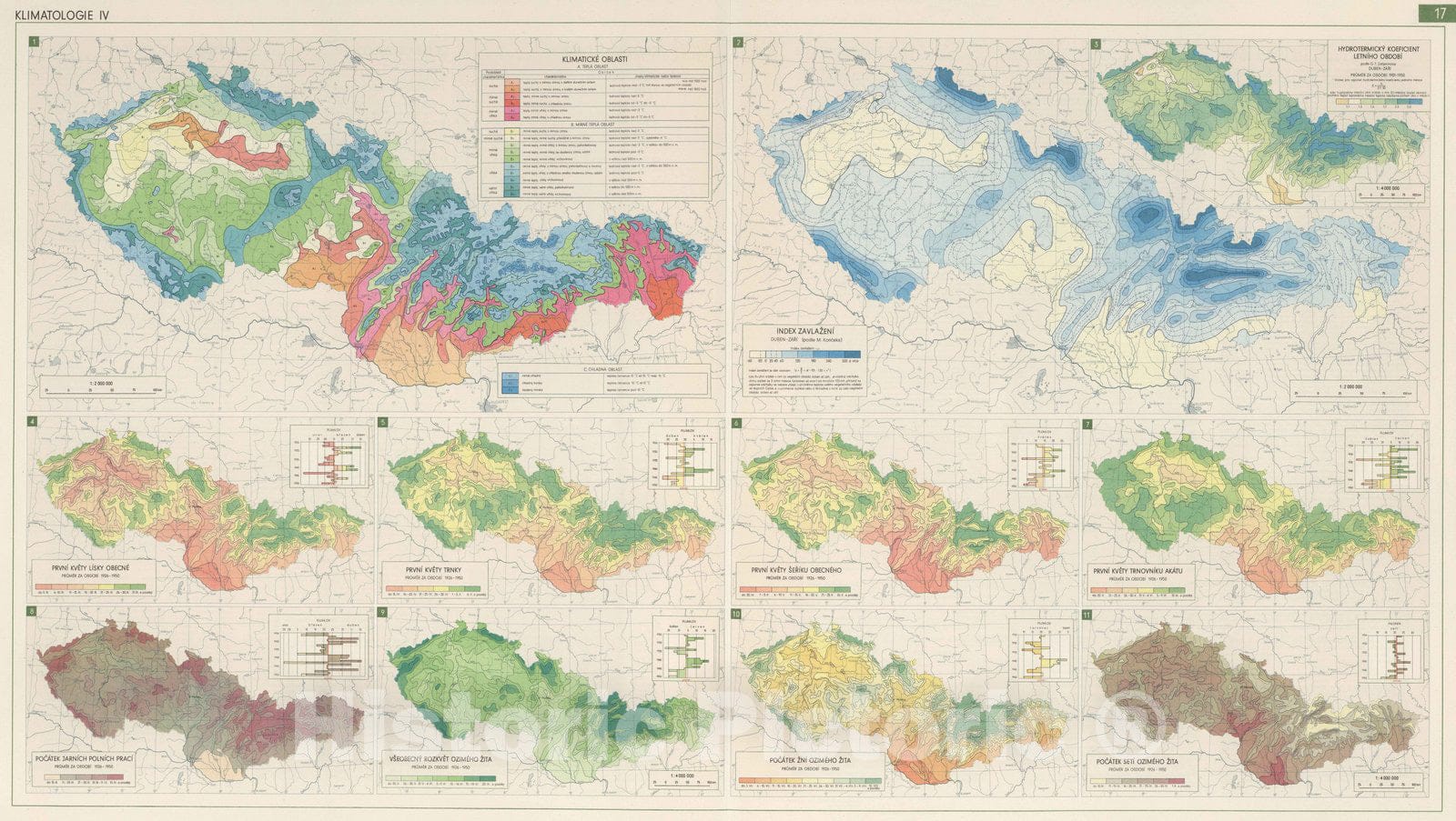 Historic Map : National Atlas - 1966 Climatology IV. - Vintage Wall Art
