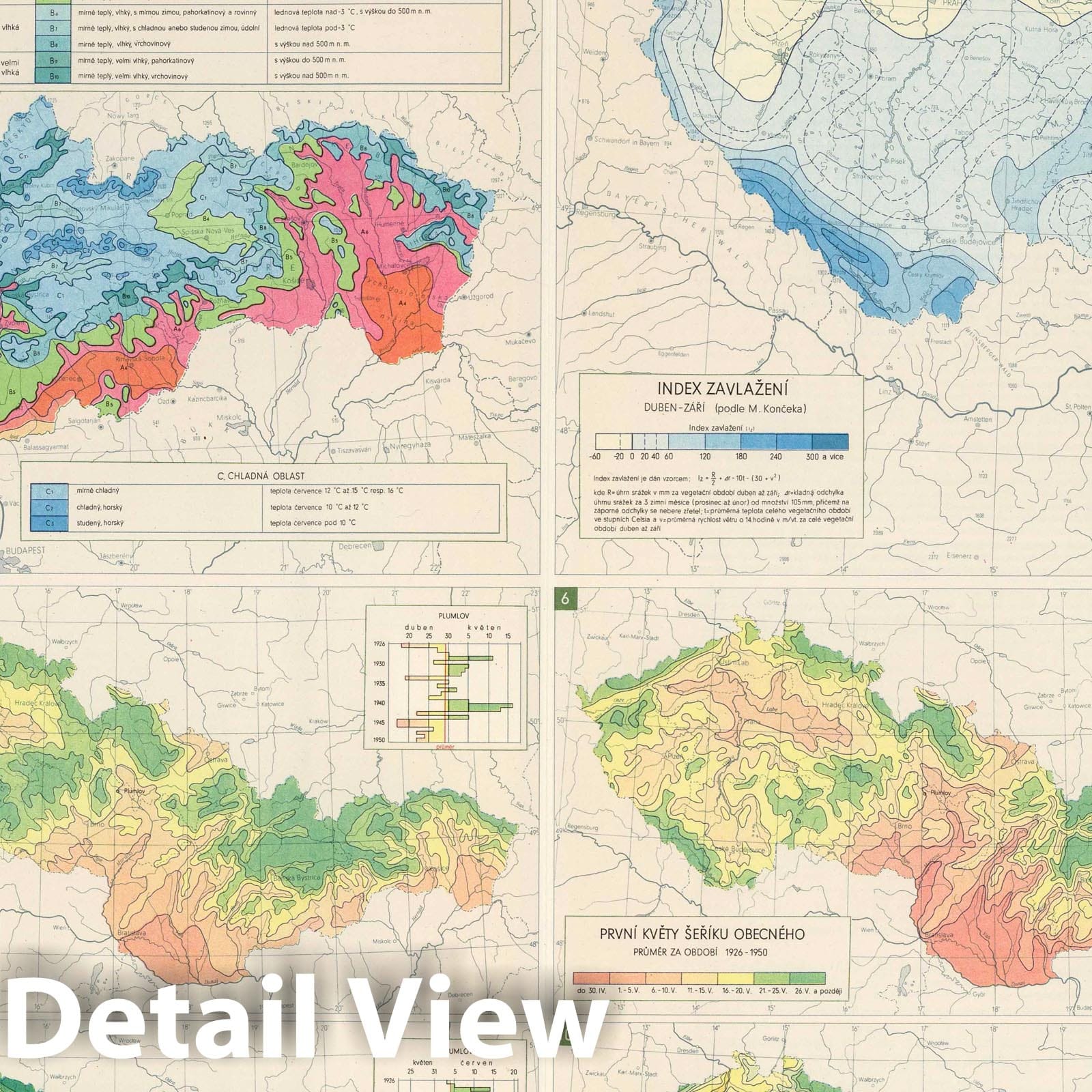 Czechoslovakia Climate Map, 1966 - Historical Map Print