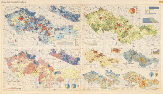 Historic Map : National Atlas - 1966 Textile Clothing and Leather Industry. - Vintage Wall Art