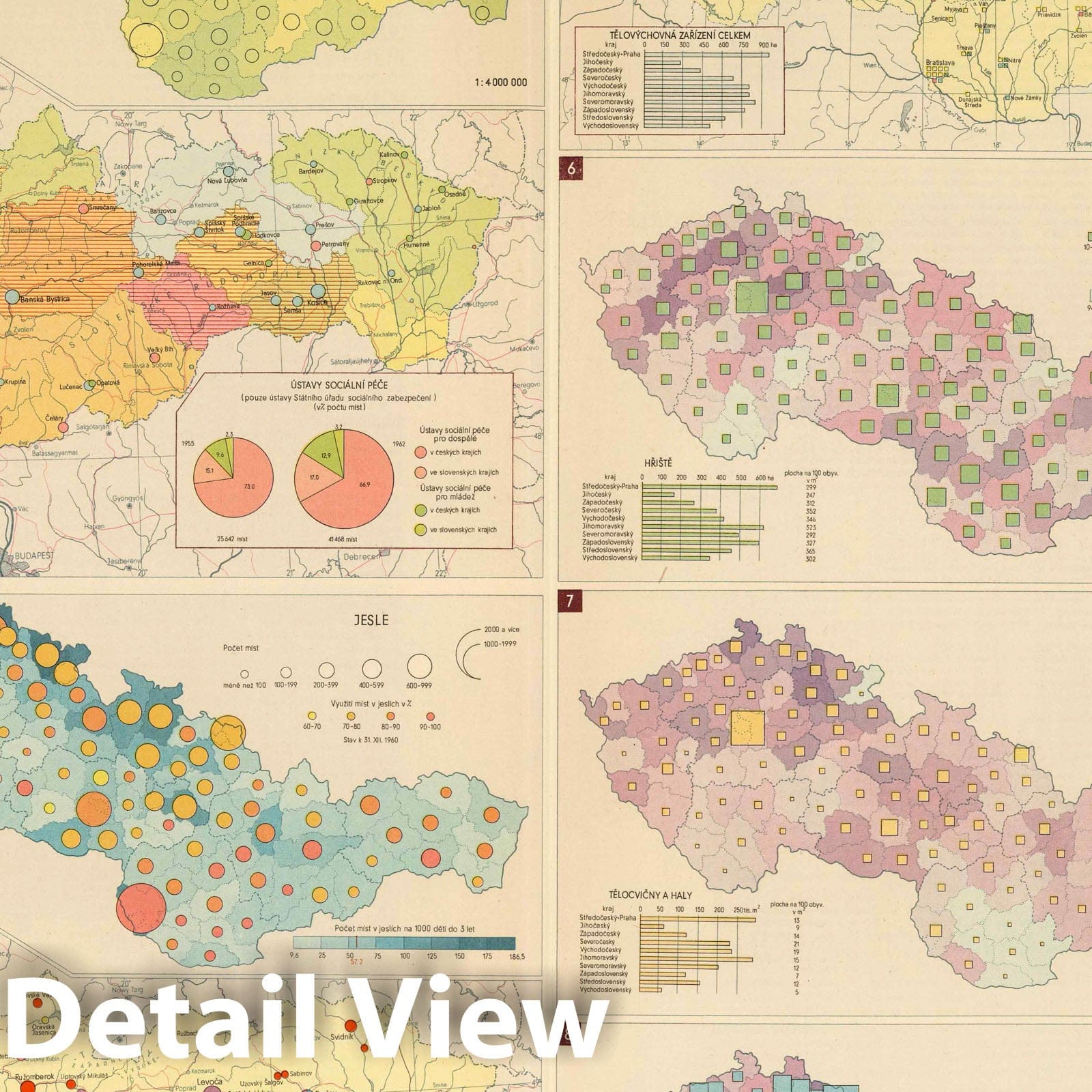 Czechoslovakia - Physical Map, 1966 - Historical Map Print